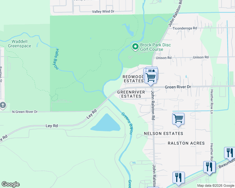 map of restaurants, bars, coffee shops, grocery stores, and more near 11421 North Spicewood Lane in Houston