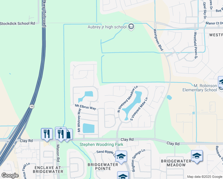 map of restaurants, bars, coffee shops, grocery stores, and more near 4319 Tudor Ranch Lane in Katy