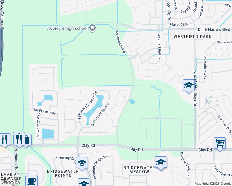 map of restaurants, bars, coffee shops, grocery stores, and more near 4503 Ashberry Pine Lane in Katy