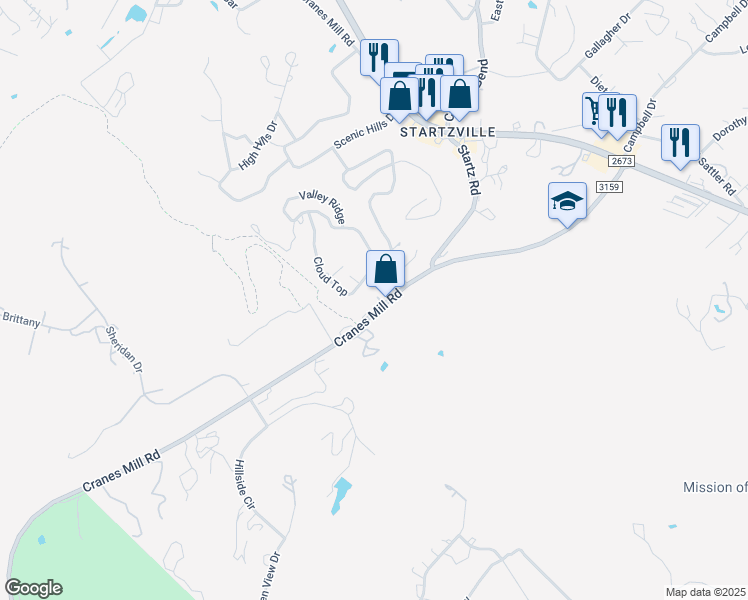 map of restaurants, bars, coffee shops, grocery stores, and more near 41581 Farm to Market Road 3159 in Canyon Lake