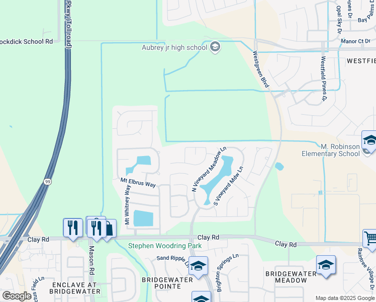 map of restaurants, bars, coffee shops, grocery stores, and more near 4319 Tudor Ranch Lane in Katy