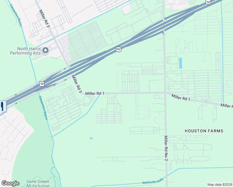 map of restaurants, bars, coffee shops, grocery stores, and more near 15438 Miller Road 1 in Houston