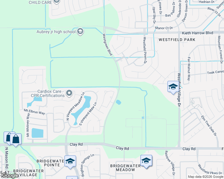 map of restaurants, bars, coffee shops, grocery stores, and more near 4554 Ashberry Pine Lane in Katy