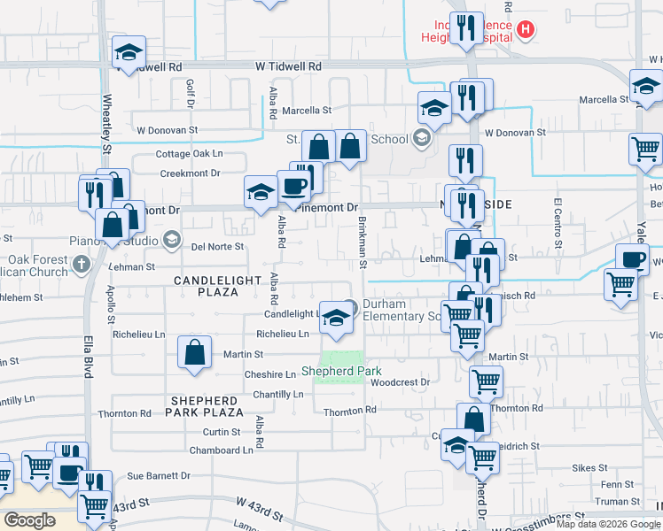 map of restaurants, bars, coffee shops, grocery stores, and more near 946 Bethlehem Street in Houston