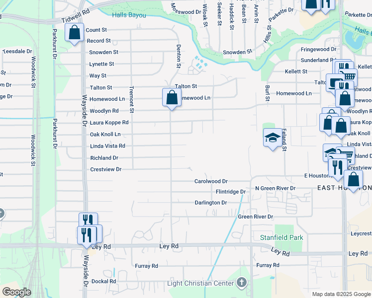 map of restaurants, bars, coffee shops, grocery stores, and more near 8226 Richland Drive in Houston