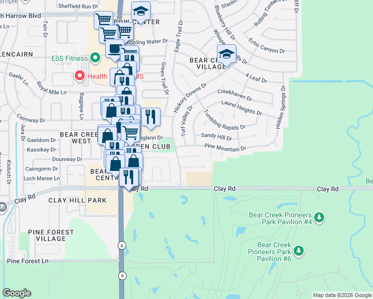 map of restaurants, bars, coffee shops, grocery stores, and more near 4506 Turf Valley Drive in Houston