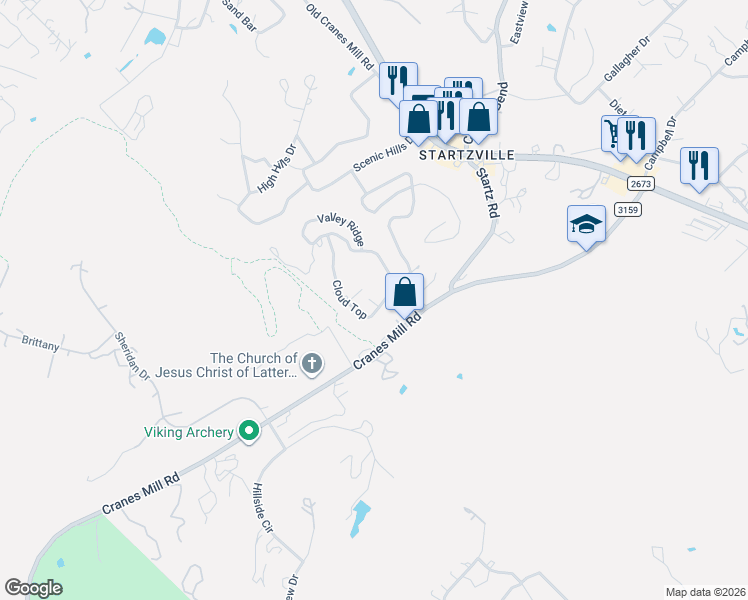map of restaurants, bars, coffee shops, grocery stores, and more near 306 Cloud Top in Canyon Lake