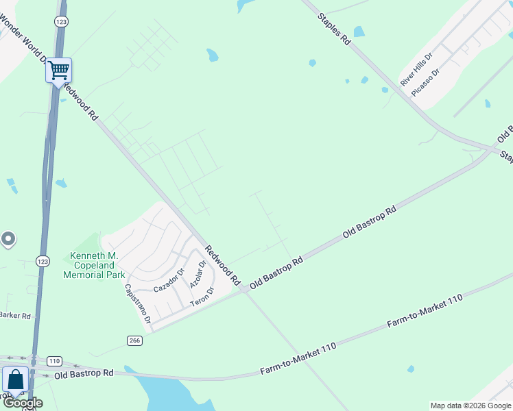 map of restaurants, bars, coffee shops, grocery stores, and more near 2519 Redwood Road in San Marcos