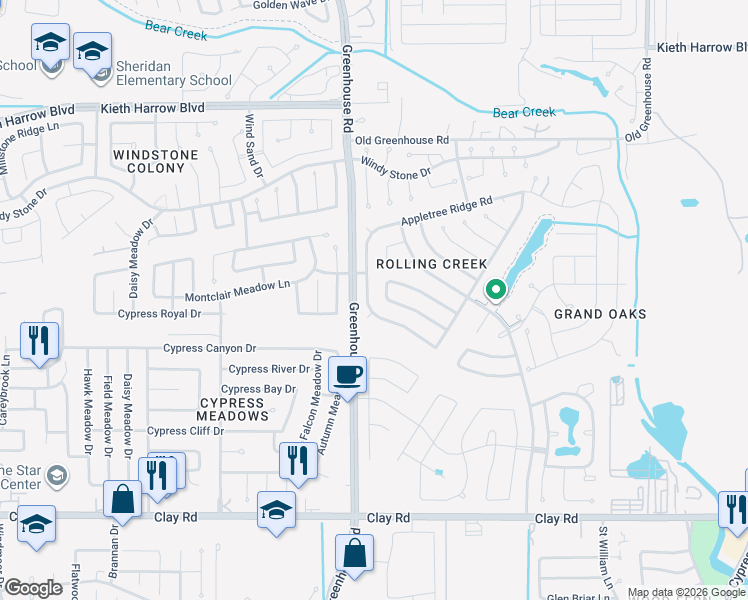 map of restaurants, bars, coffee shops, grocery stores, and more near 4722 Magnolia Creek Road in Houston