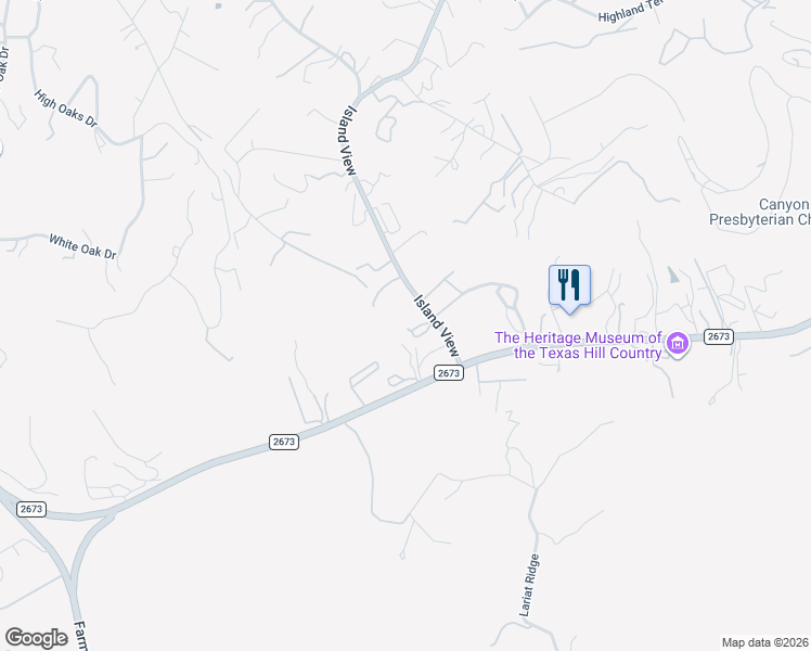 map of restaurants, bars, coffee shops, grocery stores, and more near 503-501 Damar Lane in Canyon Lake