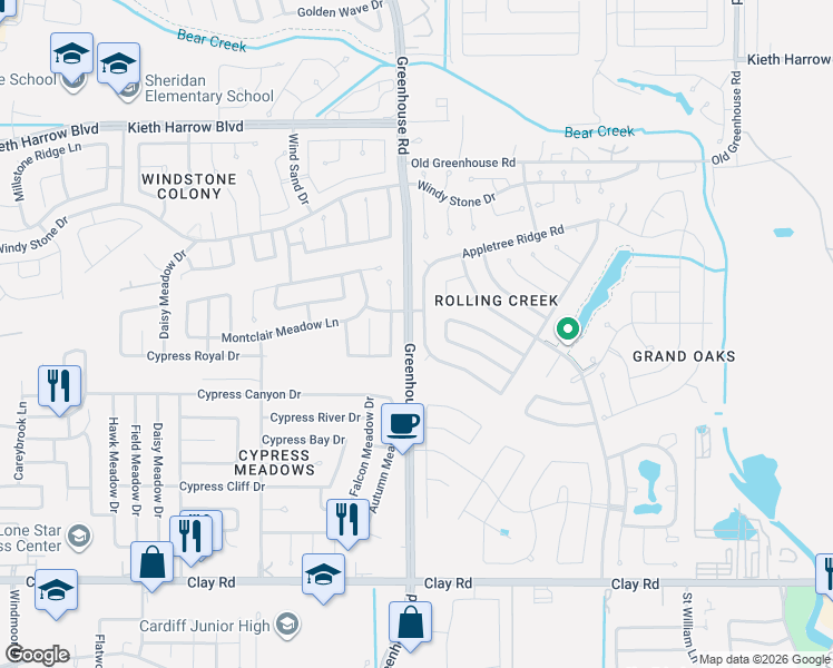 map of restaurants, bars, coffee shops, grocery stores, and more near 4722 Magnolia Creek Road in Houston