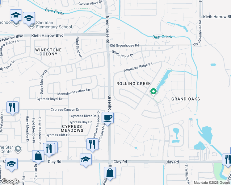 map of restaurants, bars, coffee shops, grocery stores, and more near 4722 Magnolia Creek Road in Houston