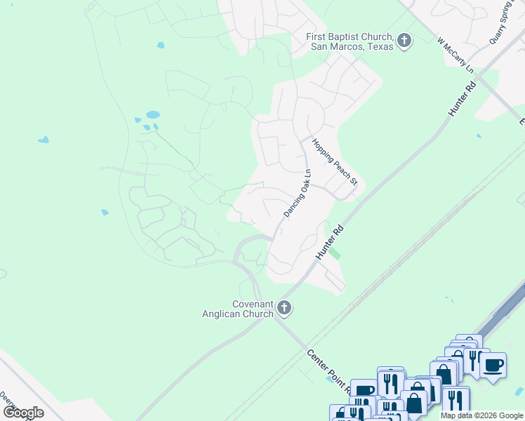 map of restaurants, bars, coffee shops, grocery stores, and more near 216 Living Oak Cove in San Marcos