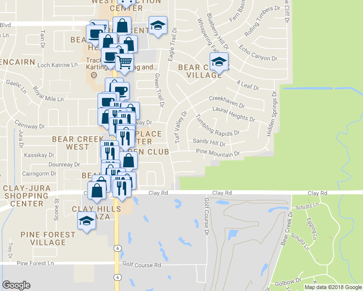 map of restaurants, bars, coffee shops, grocery stores, and more near 4506 Turf Valley Drive in Houston