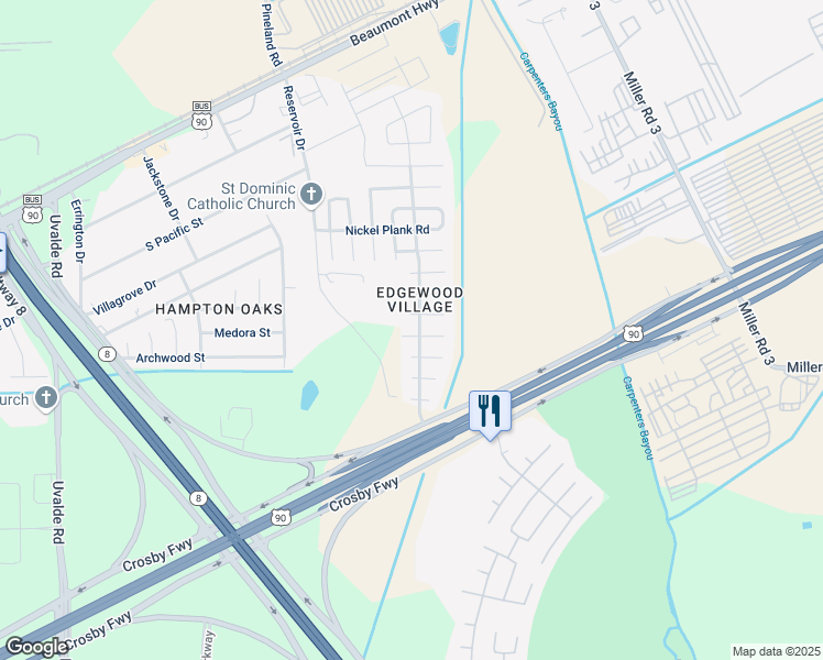 map of restaurants, bars, coffee shops, grocery stores, and more near 14719 Juniper Dale Court in Houston