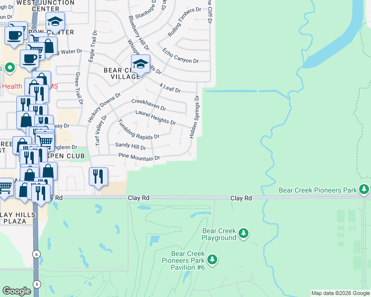 map of restaurants, bars, coffee shops, grocery stores, and more near 4503 Hidden Springs Drive in Houston