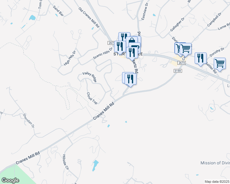 map of restaurants, bars, coffee shops, grocery stores, and more near 41781 Farm to Market Road 3159 in Canyon Lake