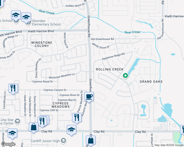 map of restaurants, bars, coffee shops, grocery stores, and more near 4722 Magnolia Creek Road in Houston
