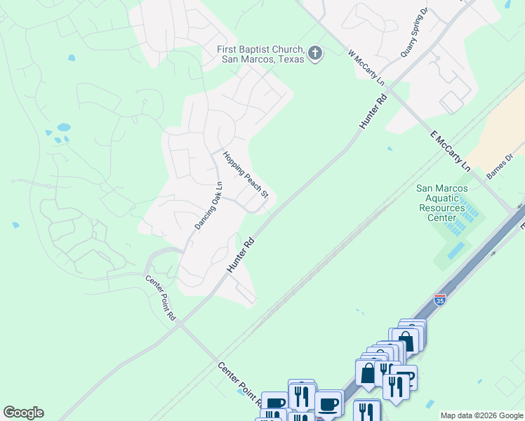 map of restaurants, bars, coffee shops, grocery stores, and more near 220 Jumping Laurel Street in San Marcos