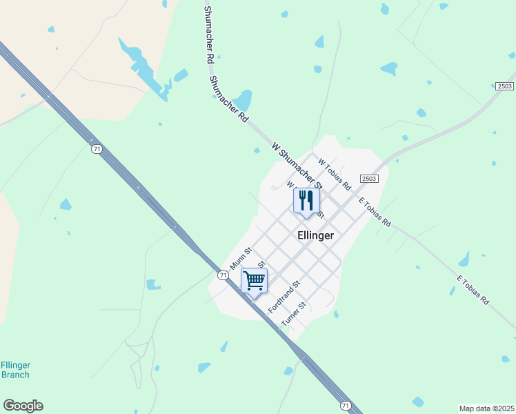 map of restaurants, bars, coffee shops, grocery stores, and more near 307 West Fayette Street in Fayetteville