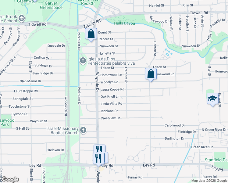 map of restaurants, bars, coffee shops, grocery stores, and more near 8017 Laura Koppe Road in Houston