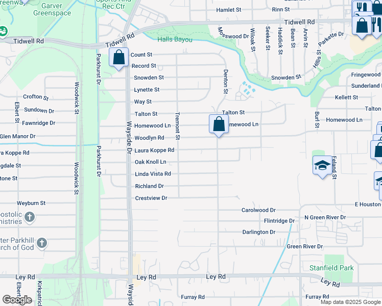 map of restaurants, bars, coffee shops, grocery stores, and more near 8105 Laura Koppe Road in Houston