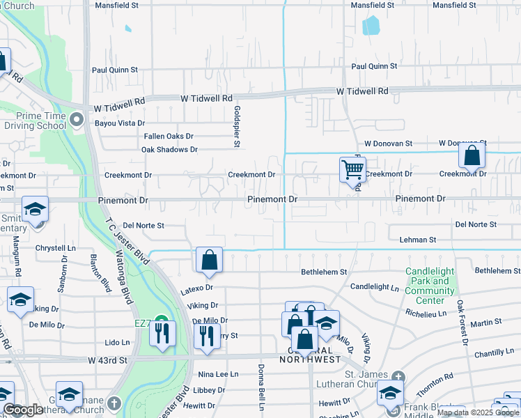 map of restaurants, bars, coffee shops, grocery stores, and more near 4143 Pinemont Drive in Houston