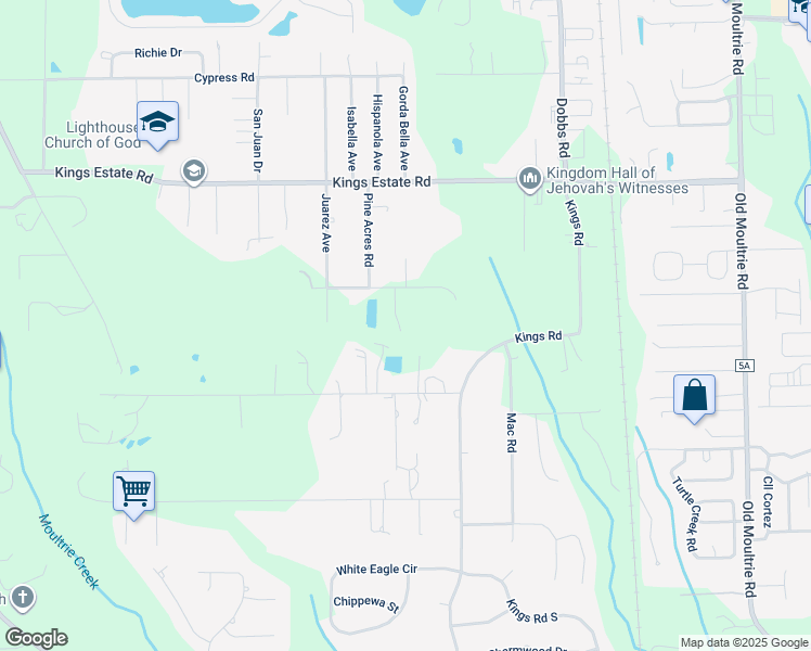 map of restaurants, bars, coffee shops, grocery stores, and more near 877 Poinsettia Road in St. Augustine
