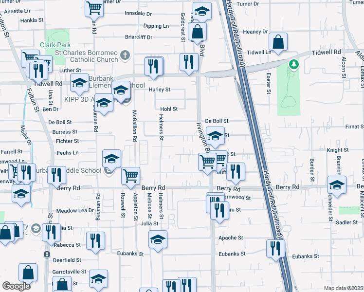 map of restaurants, bars, coffee shops, grocery stores, and more near 911 Knight Street in Houston