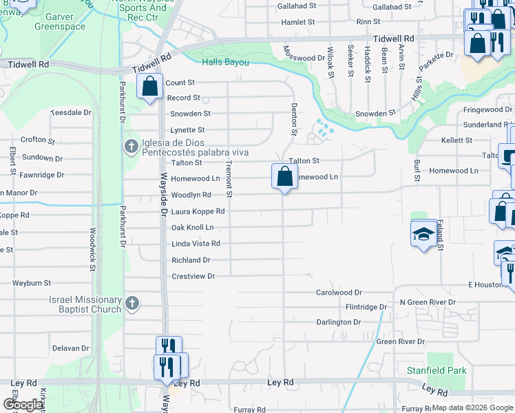 map of restaurants, bars, coffee shops, grocery stores, and more near 8135 Laura Koppe Road in Houston