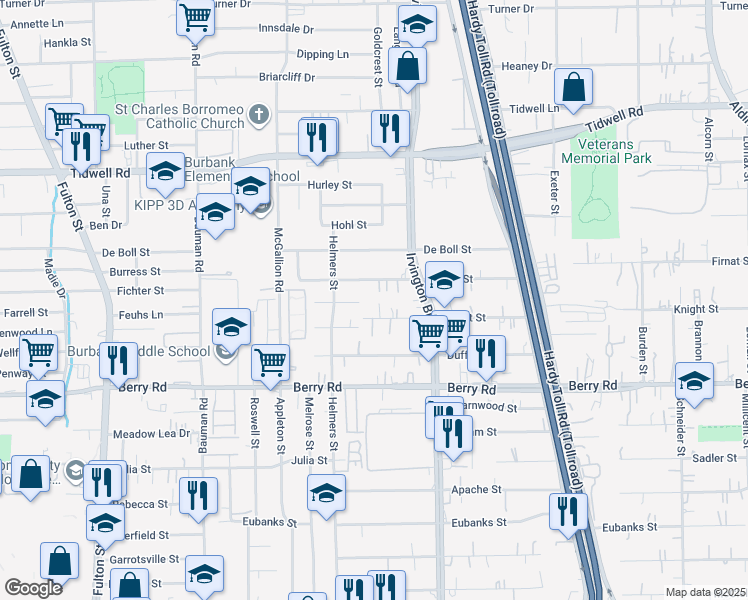 map of restaurants, bars, coffee shops, grocery stores, and more near 911 Knight Street in Houston