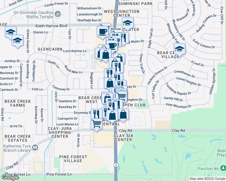 map of restaurants, bars, coffee shops, grocery stores, and more near 4515 A Highway 6 North in Houston