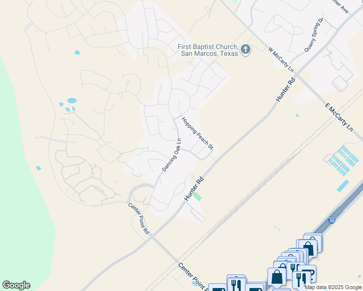map of restaurants, bars, coffee shops, grocery stores, and more near 532 Dancing Oak Lane in San Marcos