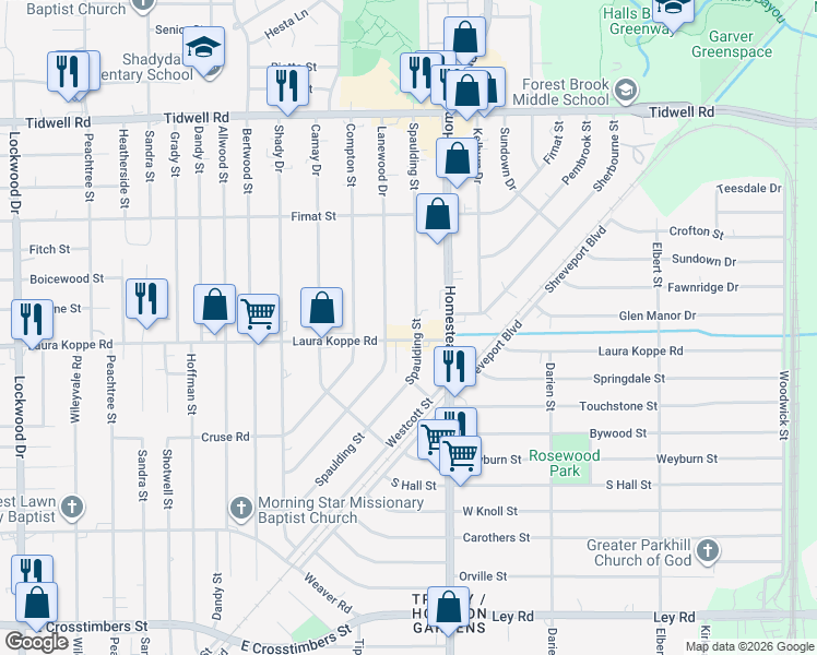 map of restaurants, bars, coffee shops, grocery stores, and more near in Houston