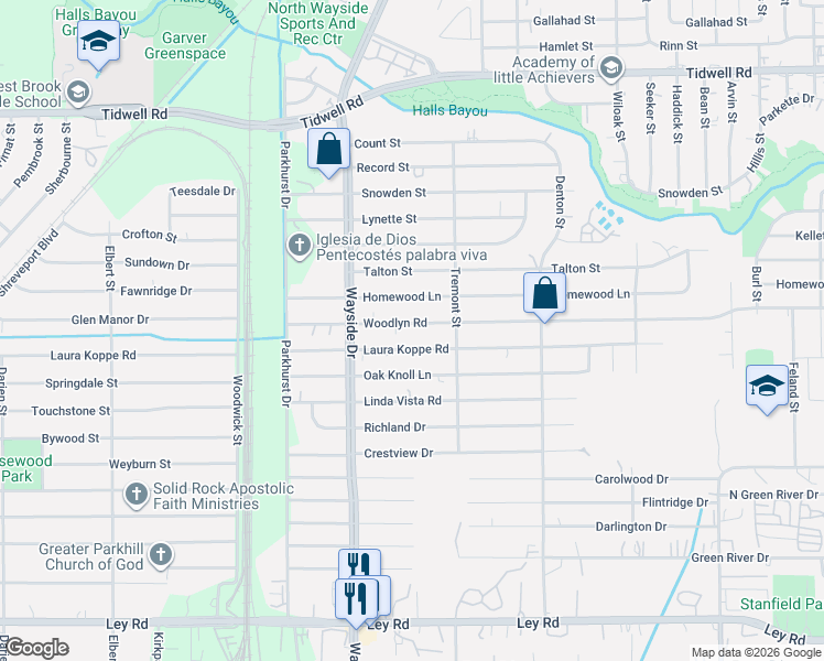 map of restaurants, bars, coffee shops, grocery stores, and more near 8017 Laura Koppe Road in Houston