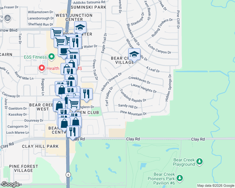 map of restaurants, bars, coffee shops, grocery stores, and more near 4611 Sunnycove Drive in Houston