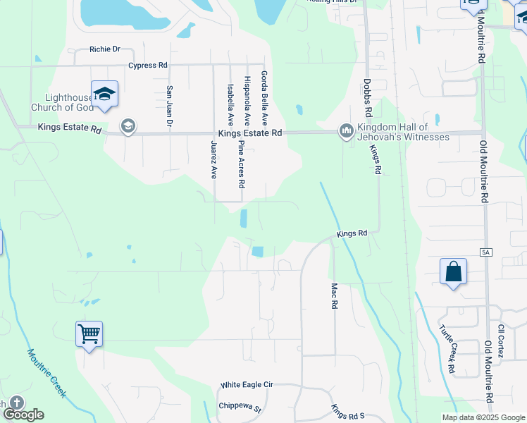 map of restaurants, bars, coffee shops, grocery stores, and more near 877 Poinsettia Road in St. Augustine