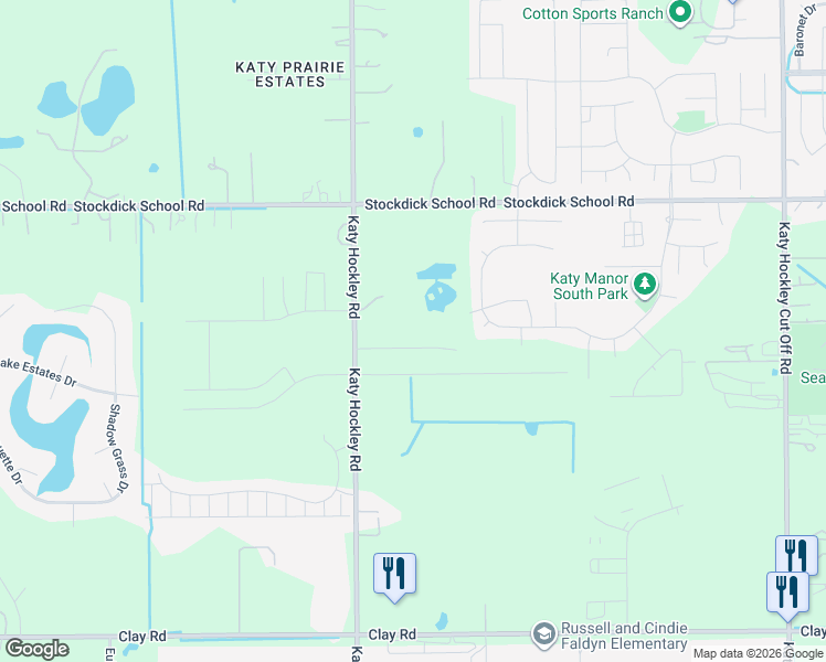 map of restaurants, bars, coffee shops, grocery stores, and more near 4800 Katy Hockley Road in Katy