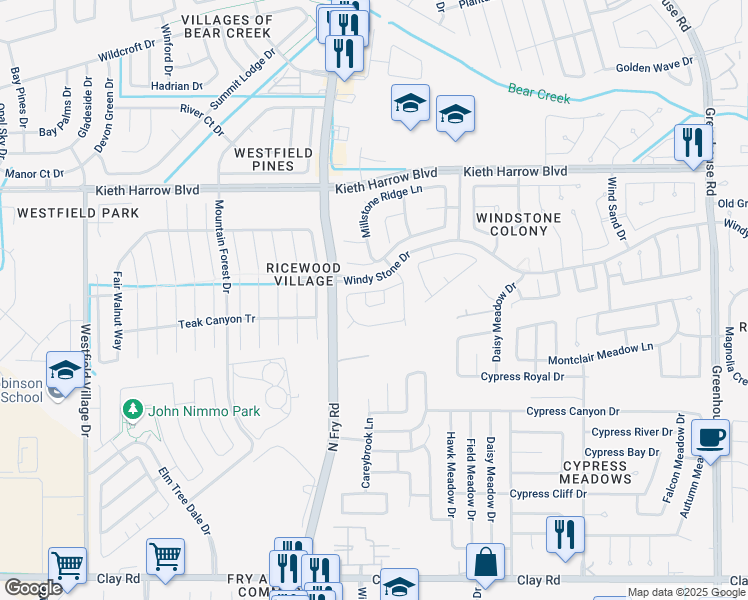 map of restaurants, bars, coffee shops, grocery stores, and more near 4731 Lonestone Circle in Katy