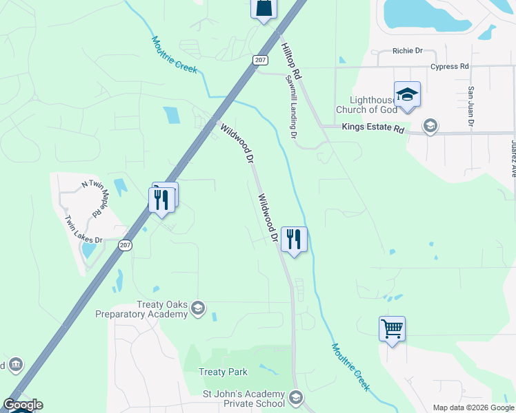 map of restaurants, bars, coffee shops, grocery stores, and more near in St. Augustine