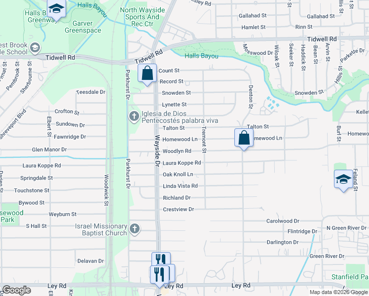 map of restaurants, bars, coffee shops, grocery stores, and more near 8017 Laura Koppe Road in Houston