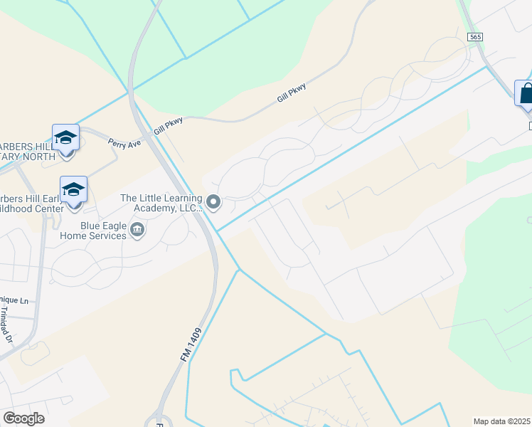 map of restaurants, bars, coffee shops, grocery stores, and more near 14910 Lake Shore Avenue in Mont Belvieu