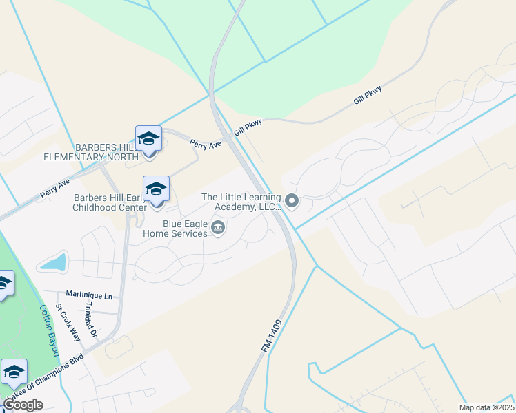 map of restaurants, bars, coffee shops, grocery stores, and more near 9810 Santa Anita Drive in Mont Belvieu