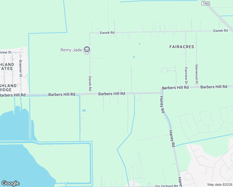 map of restaurants, bars, coffee shops, grocery stores, and more near 3503 Barbers Hill Road in Crosby