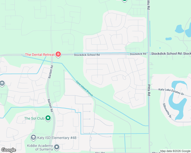 map of restaurants, bars, coffee shops, grocery stores, and more near Stockdick in Katy