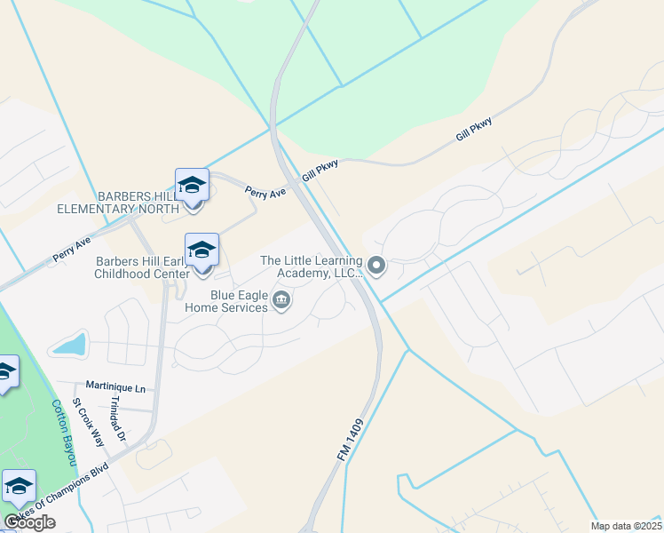 map of restaurants, bars, coffee shops, grocery stores, and more near 9810 Santa Anita Drive in Mont Belvieu