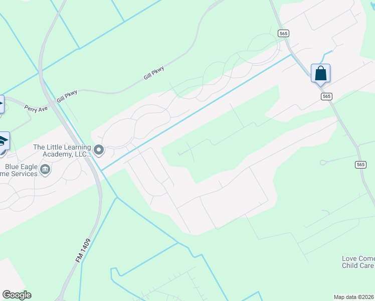 map of restaurants, bars, coffee shops, grocery stores, and more near 18299 Old Irish Farm Road in Baytown