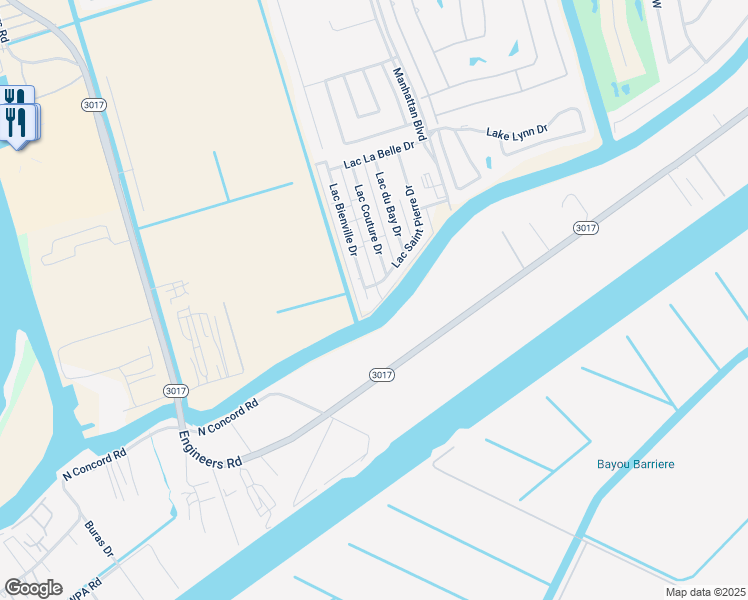 map of restaurants, bars, coffee shops, grocery stores, and more near 4261 Lac Bienville Drive in Harvey