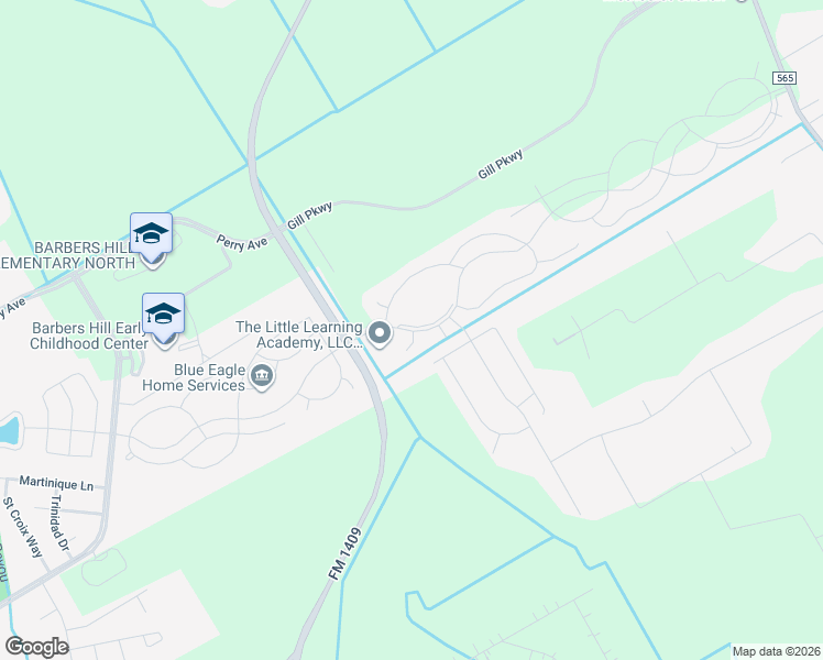 map of restaurants, bars, coffee shops, grocery stores, and more near 14819 Churchill Downs Avenue in Mont Belvieu