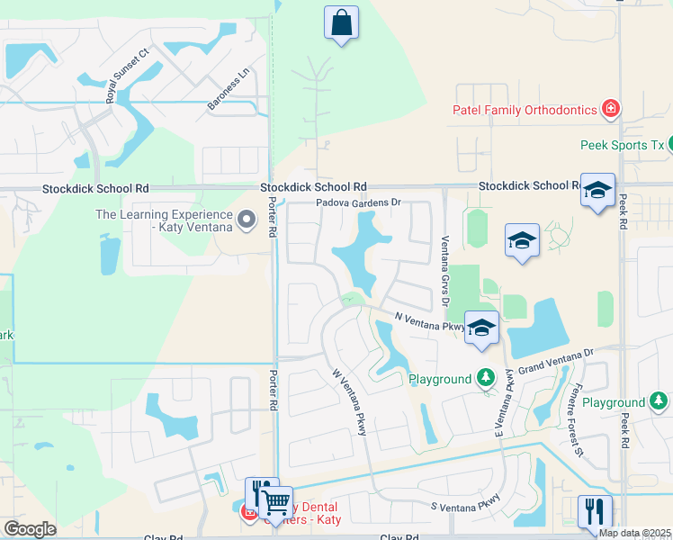 map of restaurants, bars, coffee shops, grocery stores, and more near 23738 Piedmont Forest Drive in Katy